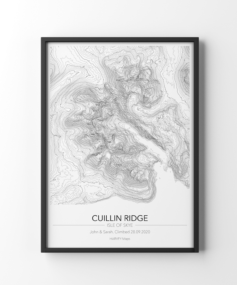 Contour Map Print Cuillin Ridge Skye