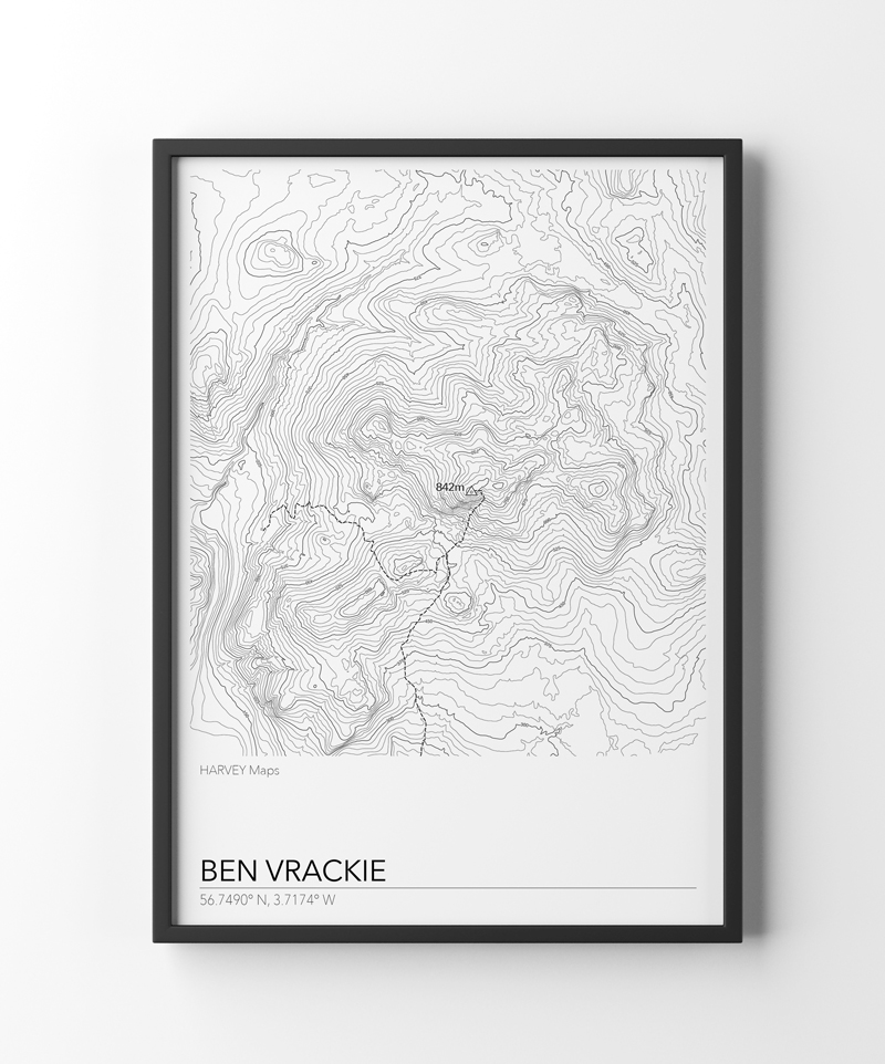 Contour Map Print Ben Vrackie