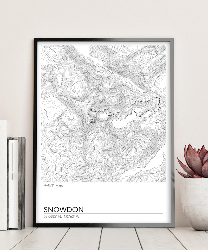 Contour Map Print Snowdon/Yr Wyddfa
