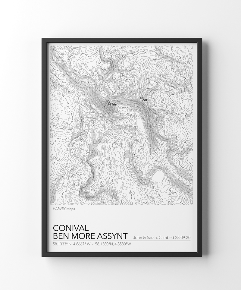 Contour Map Print Conival & Ben More Assynt