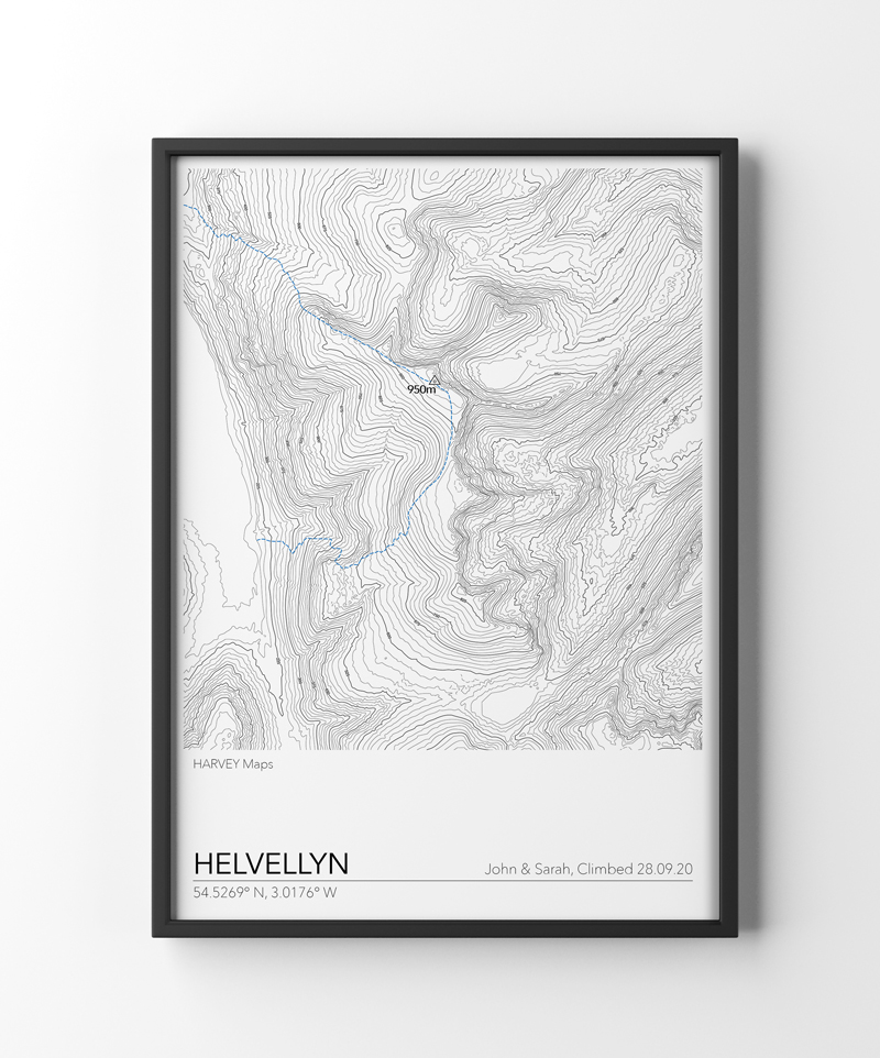 Contour Map Print Helvellyn