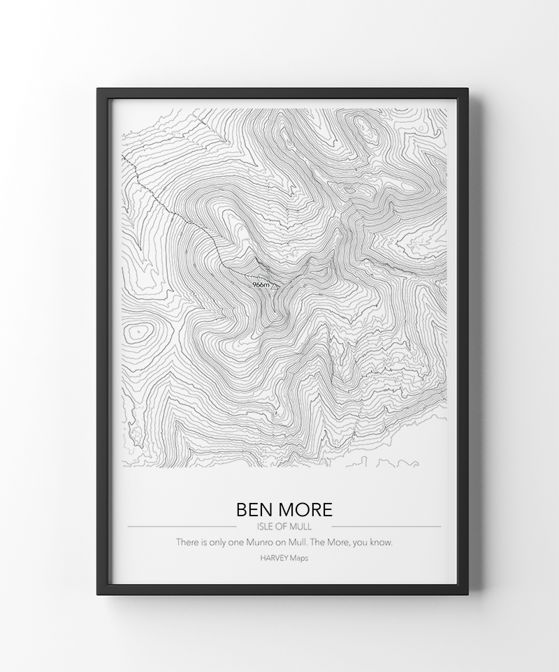 Contour Map Print Ben More, Mull