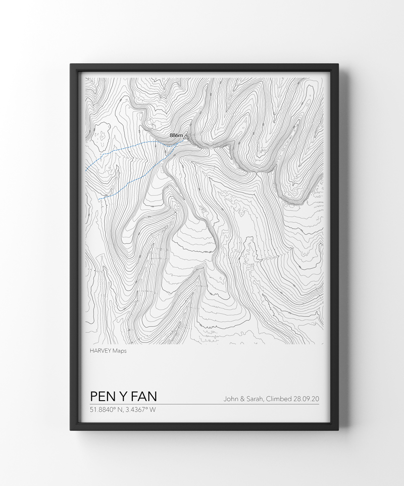Contour Map Print Pen Y Fan