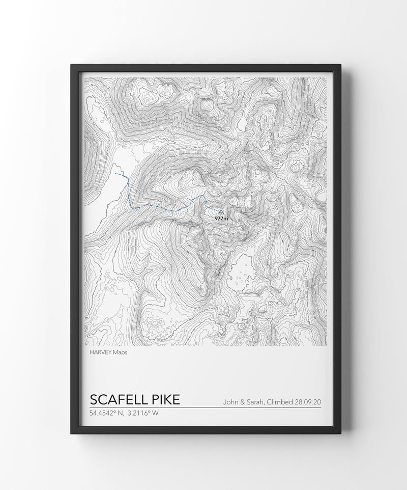 Contour Map Print Scafell Pike
