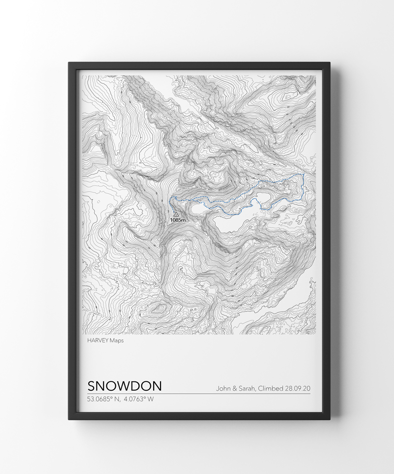 Contour Map Print Snowdon/Yr Wyddfa